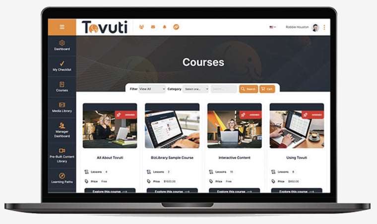 Tovuti Courses Dashboard